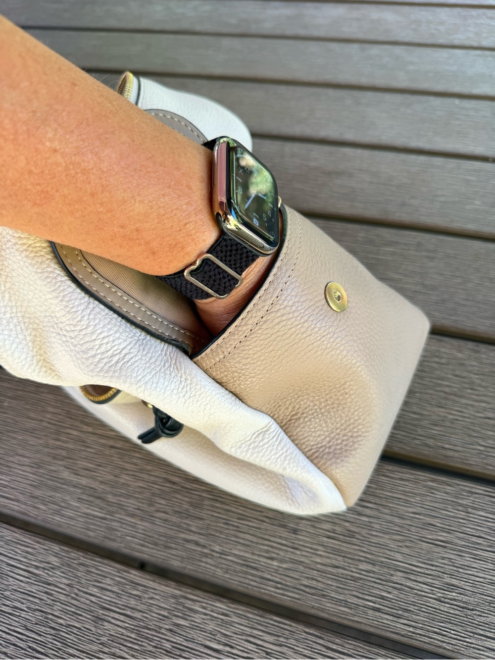 Coach Pebbled Leather Shoulder Bag in White, Black and Tan - Picture 9 of 16